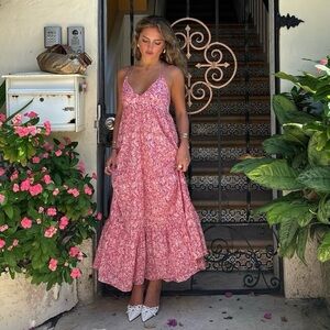 Zara Pink Floral Maxi Dress